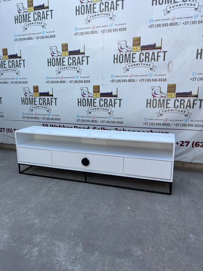 Linda - 2 Drawer & 2 Doors Tv Stand - With Centre Shelves - White & Black