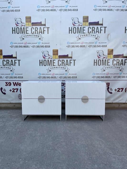 2 Drawer Pedestals With Lines & Moon Handles