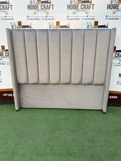 King Straight Panels Headboard With Wings - Light Grey