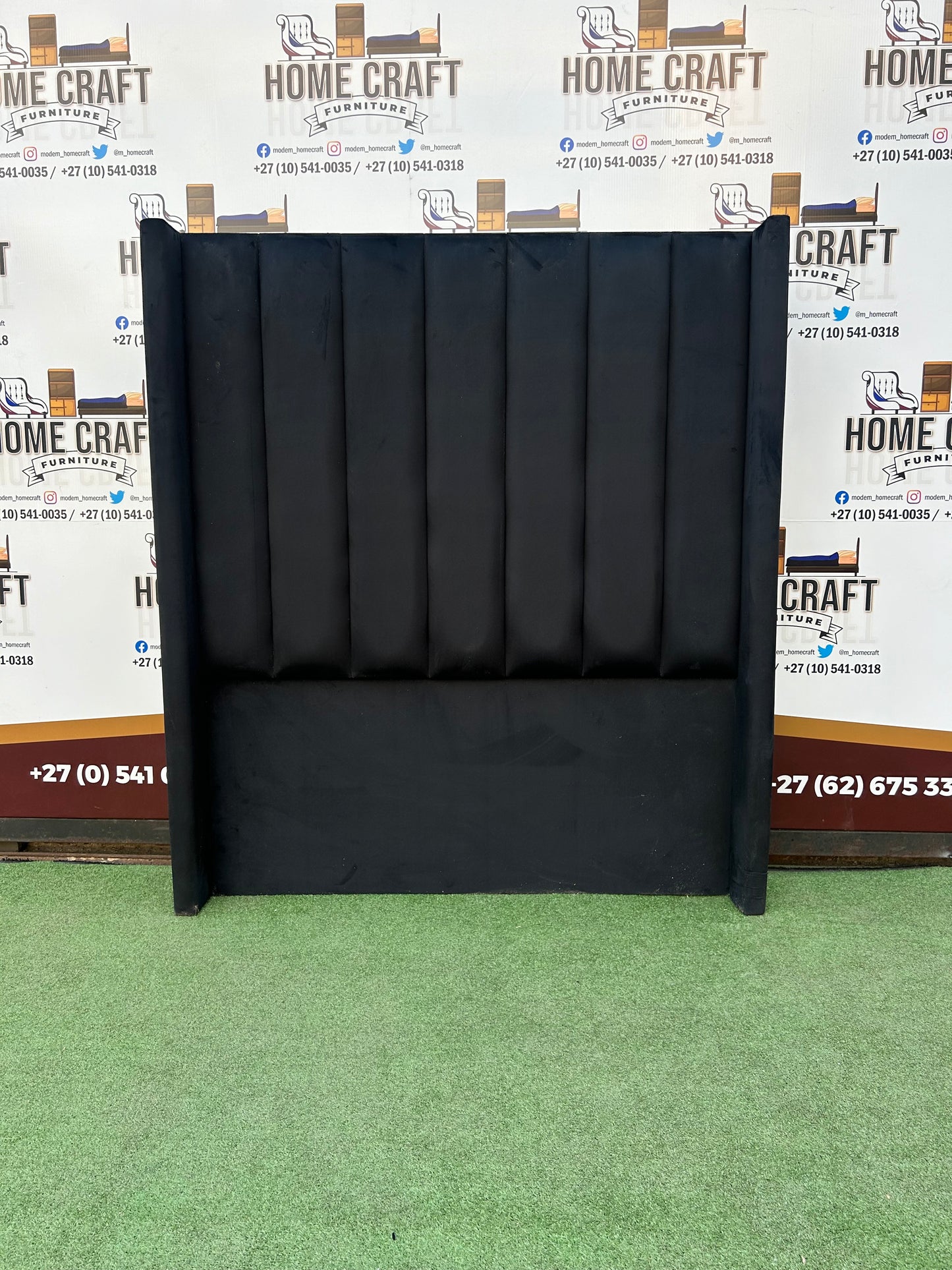 Queen Straight Panels Headboard With Wings - Black