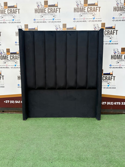 Queen Straight Panels Headboard With Wings - Black