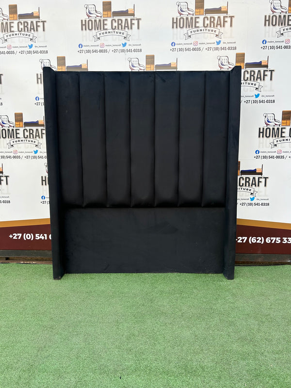 Queen Straight Panels Headboard With Wings - Black