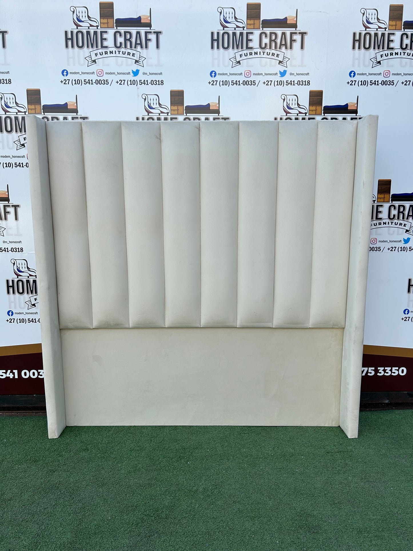 Queen Straight Panels Headboard With Wings - Cream