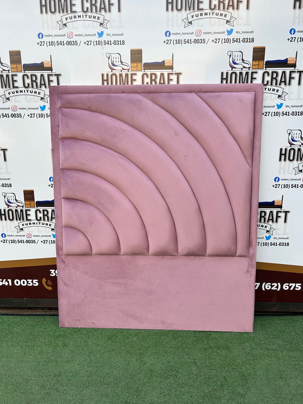 Double Headboard With Curved Panels  - Pink
