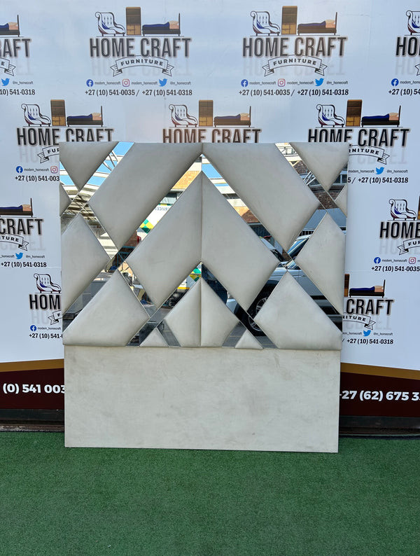 Queen Headboard With Mirrors - Cream