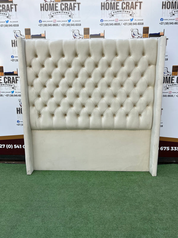 Queen Diamond Headboard With Wings - Cream