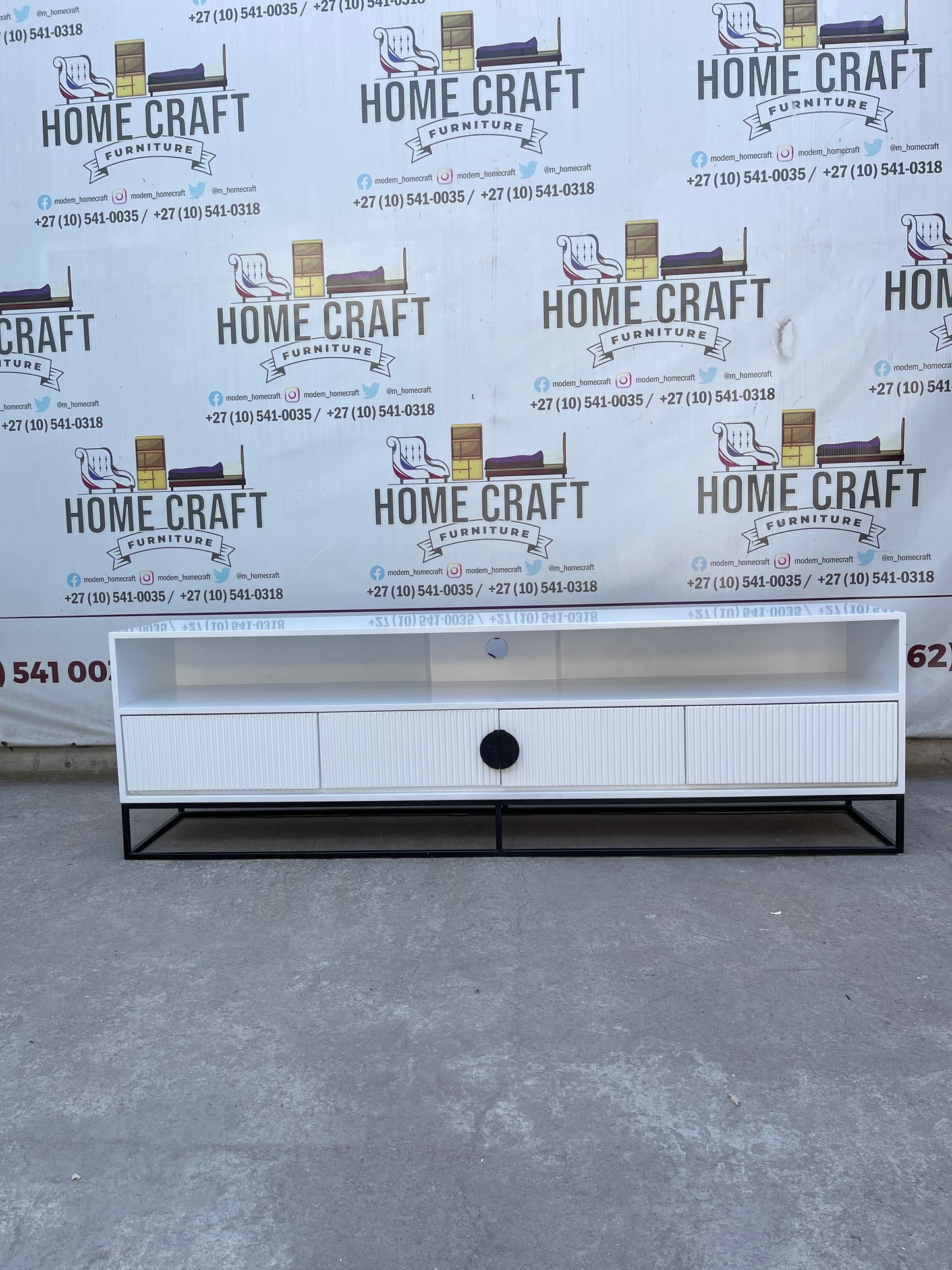 Linda - 2 Drawer & 2 Doors Tv Stand - With Centre Shelves - White & Black