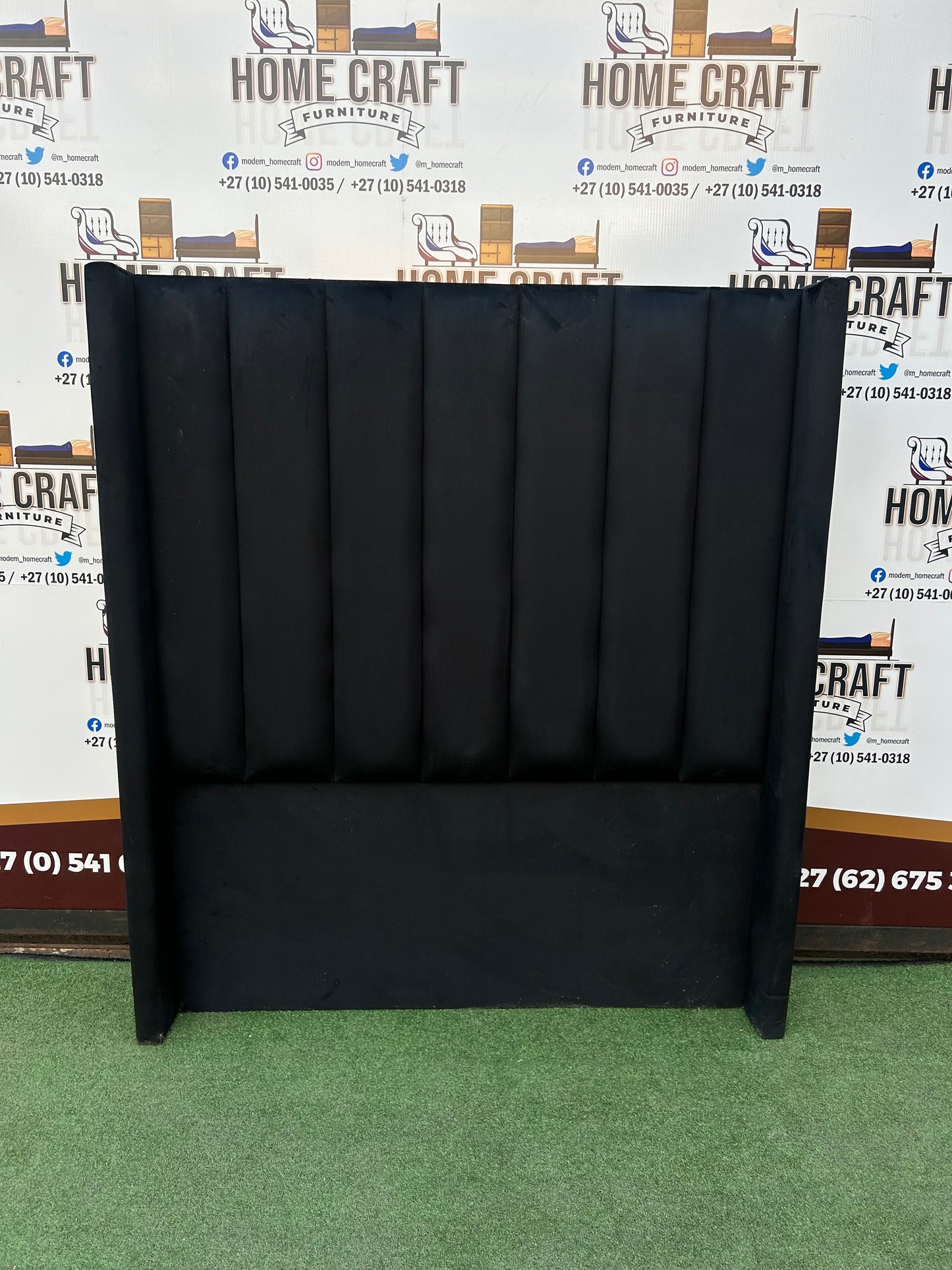 Queen Straight Panels Headboard With Wings - Black