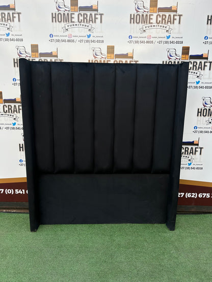 Queen Straight Panels Headboard With Wings - Black