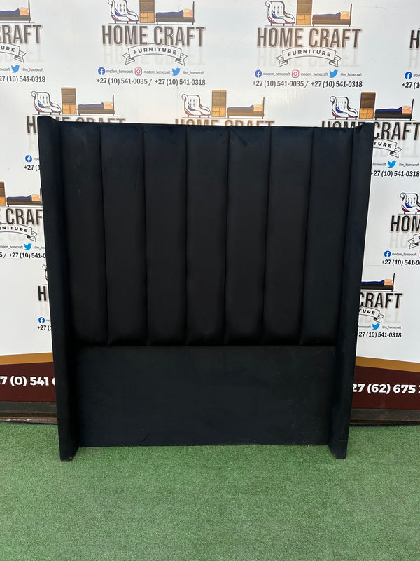 Queen Straight Panels Headboard With Wings - Black