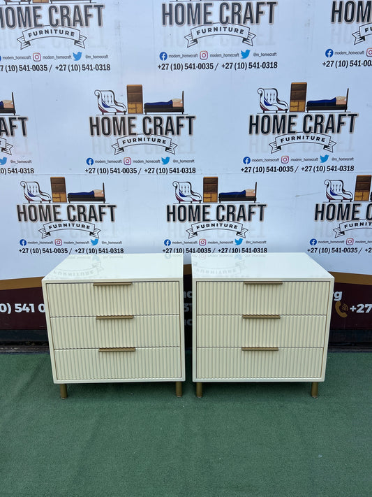 Vuyo - 3 Drawer Pedestals - Cream & Gold