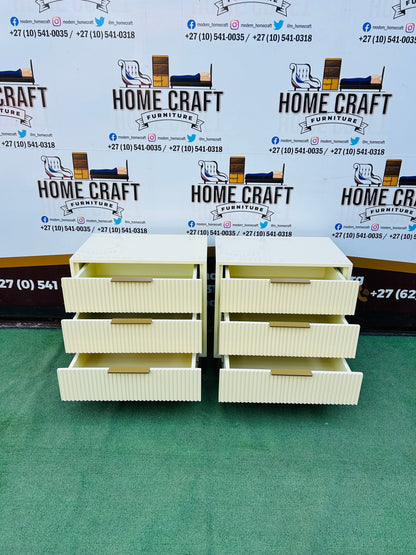 Vuyo - 3 Drawer Pedestals - Cream & Gold