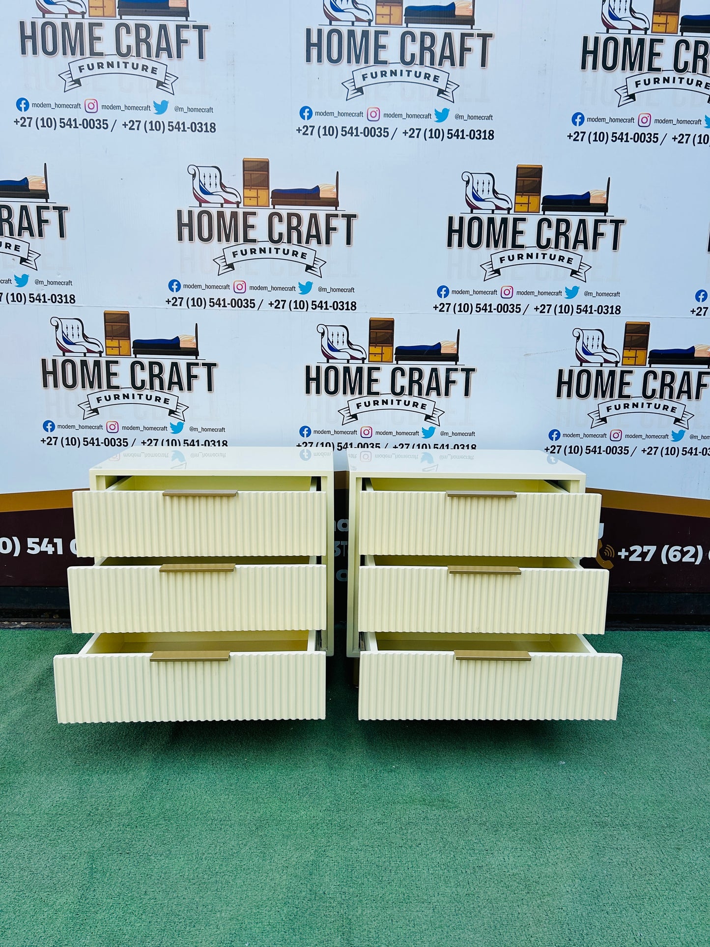 Vuyo - 3 Drawer Pedestals - Cream & Gold