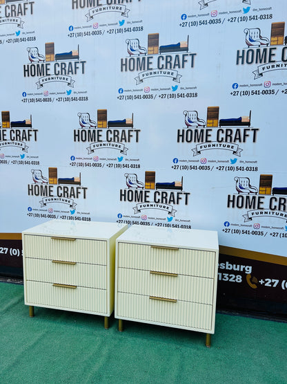 Vuyo - 3 Drawer Pedestals - Cream & Gold