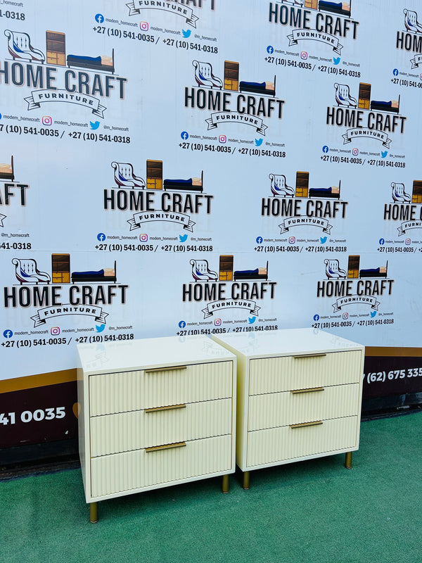 Vuyo - 3 Drawer Pedestals - Cream & Gold