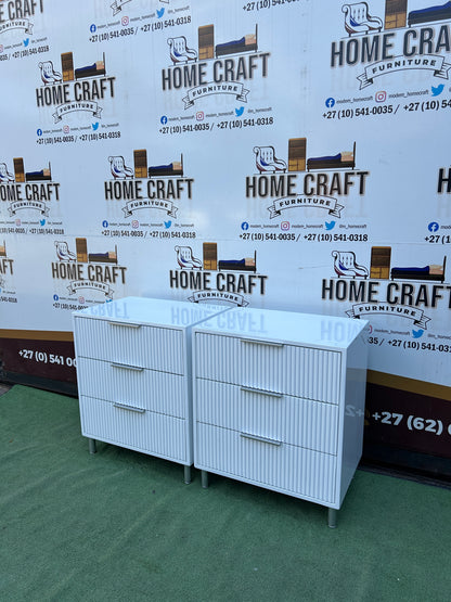 Vuyo 3 Drawer Pedestals - White & Silver