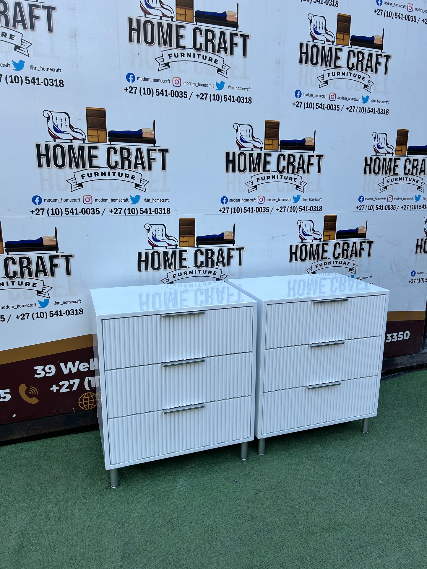 Vuyo 3 Drawer Pedestals - White & Silver