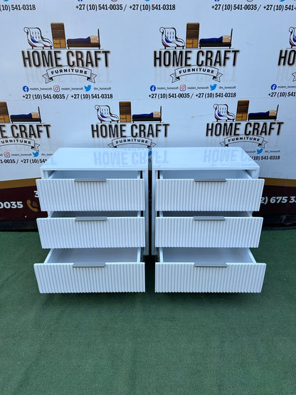 Vuyo 3 Drawer Pedestals - White & Silver