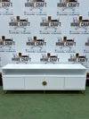 Linda - 2 Drawer & 2 Doors Tv Stand - With Centre Shelves - White & Gold