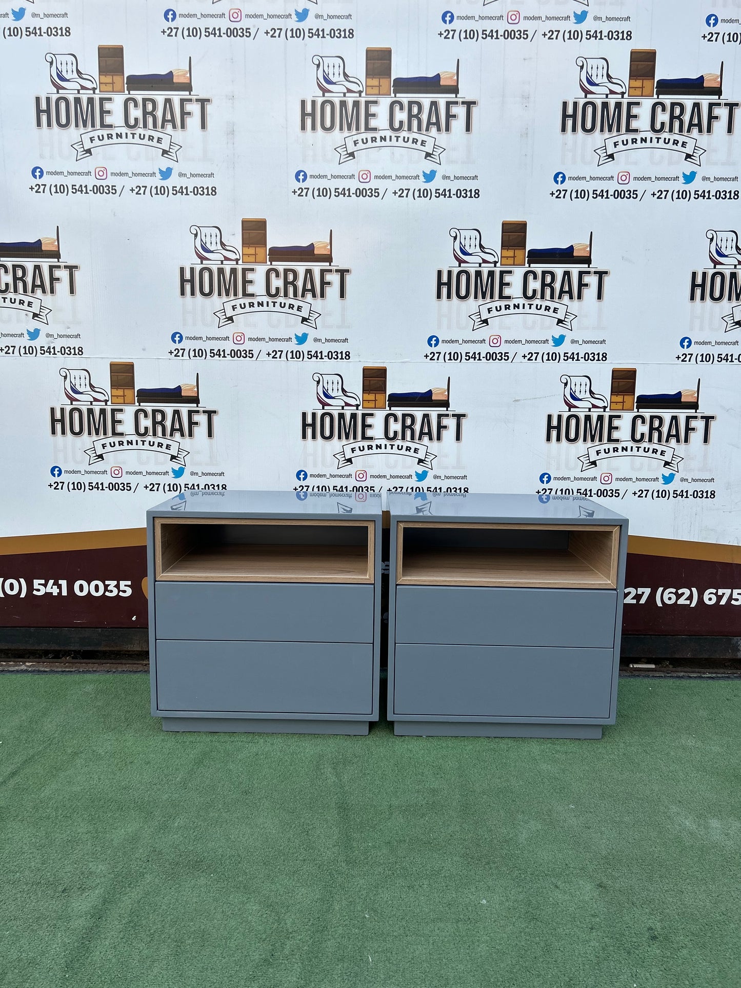 Kesolofetse - 2 Drawer Pedestals with savannah shelf