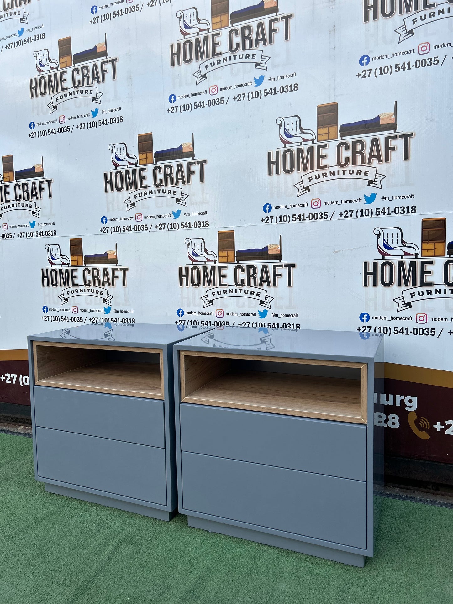 Kesolofetse - 2 Drawer Pedestals with savannah shelf