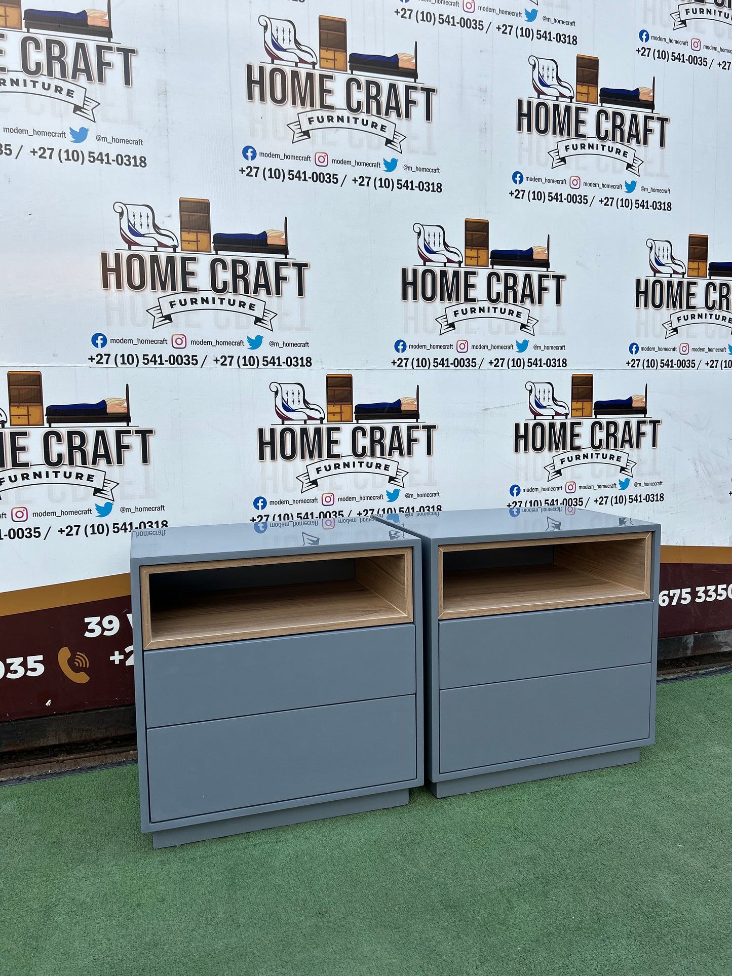 Kesolofetse - 2 Drawer Pedestals with savannah shelf