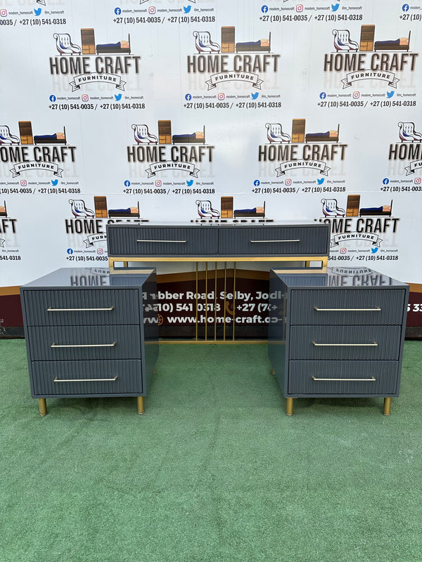 2 Drawer Dresser and 3 Drawer Pedestals x2