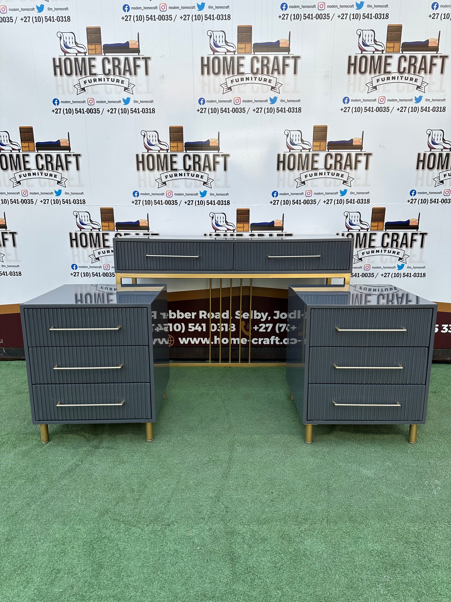 2 Drawer Dresser and 3 Drawer Pedestals x2