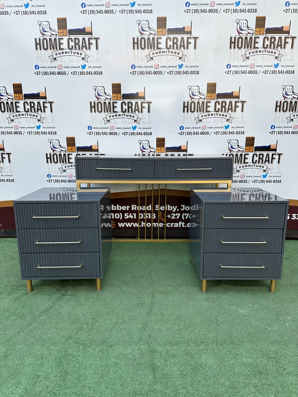 2 Drawer Dresser and 3 Drawer Pedestals x2