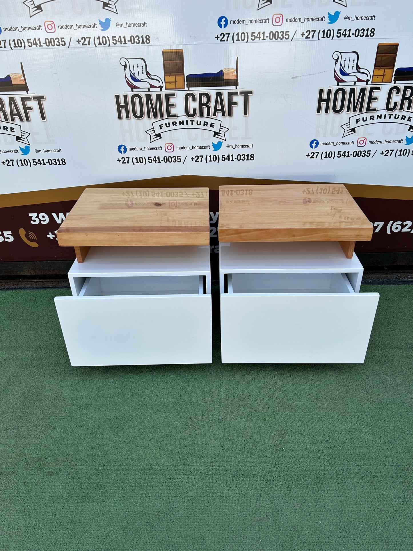 Nokwazi  - 1 Drawer Pedestals x 2 (Pine Wood Verandah)
