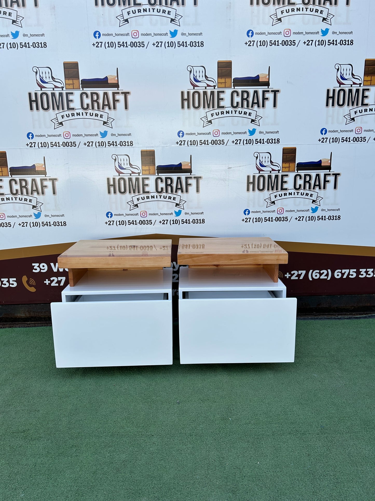 Nokwazi  - 1 Drawer Pedestals x 2 (Pine Wood Verandah)