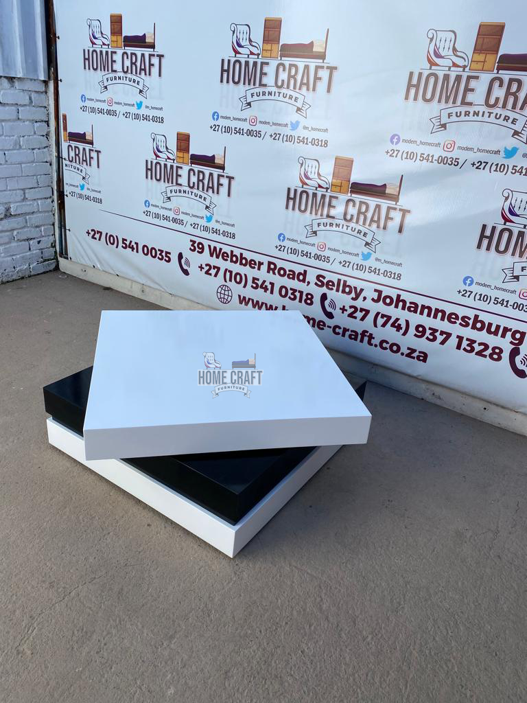 Jarita-100 | Square Spinning Coffee Table (White)