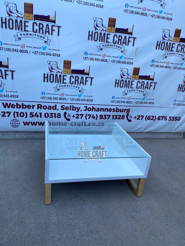 Enhle-1000 | Square Glass Table With Pine Wooden Legs