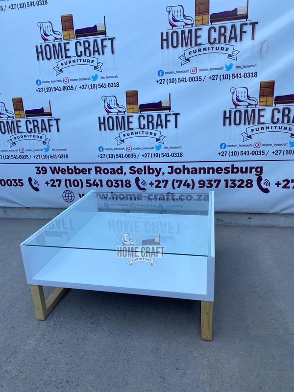 Enhle-1000 | Square Glass Table With Pine Wooden Legs