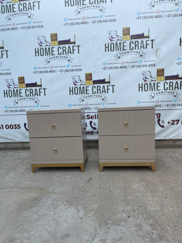 2 Drawer Pedestals With Lines & Pine Legs