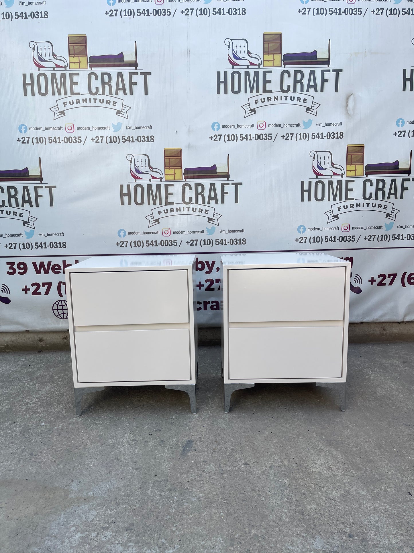 2 Drawer Pedestals x 2 With Silver Legs