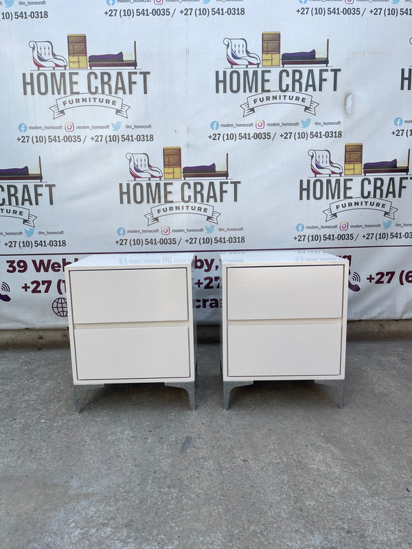 2 Drawer Pedestals x 2 With Silver Legs