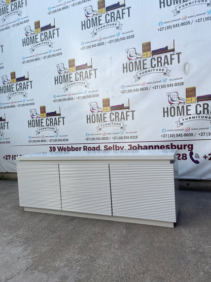 Hazel 3 Drawer Tv Stand With Horizontal Lines Design