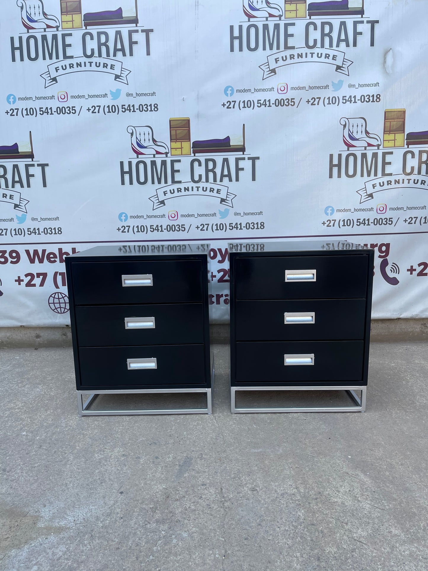 3 Drawer Pedestals With Centre Hole Handles