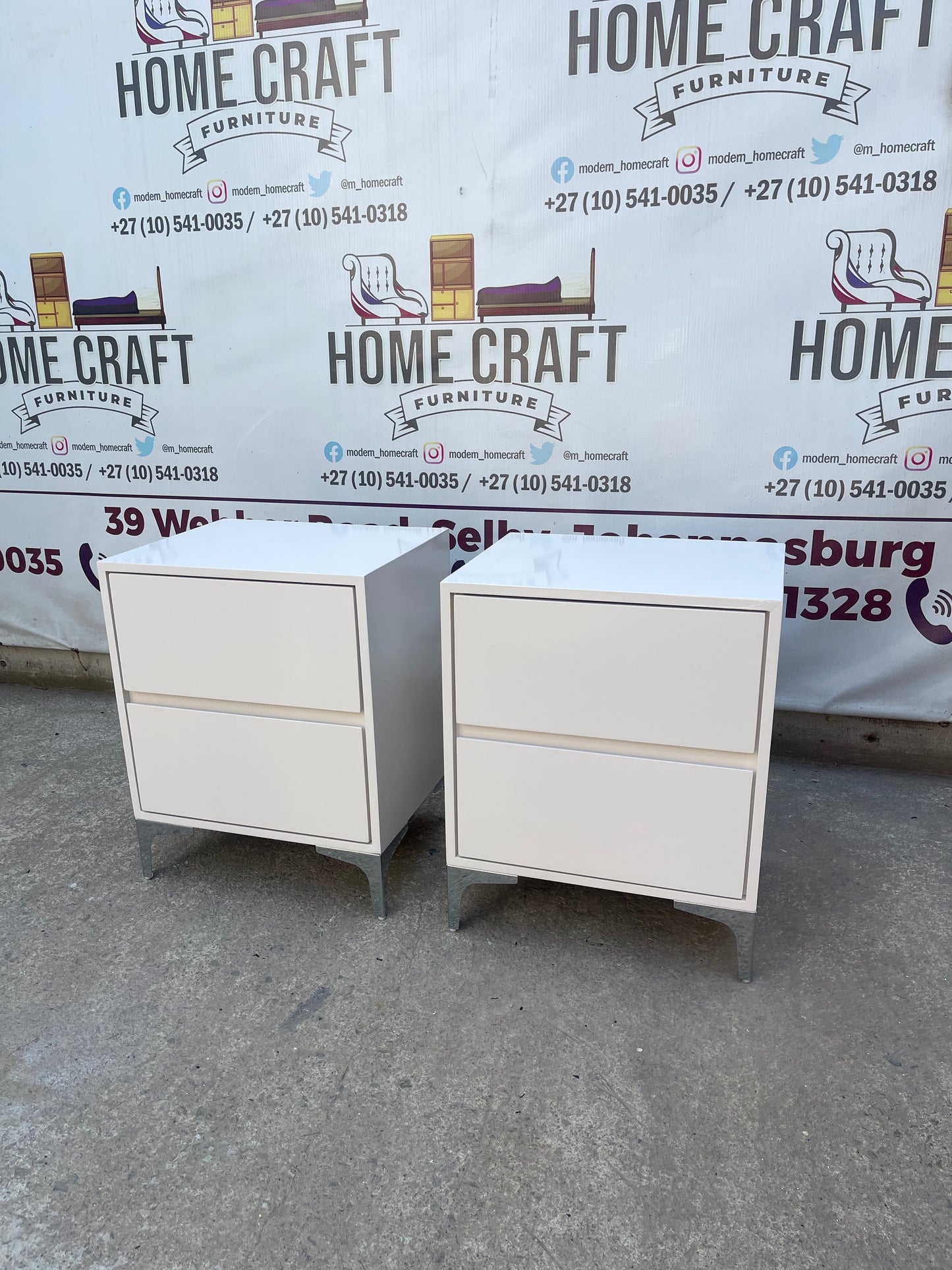 2 Drawer Pedestals x 2 With Silver Legs