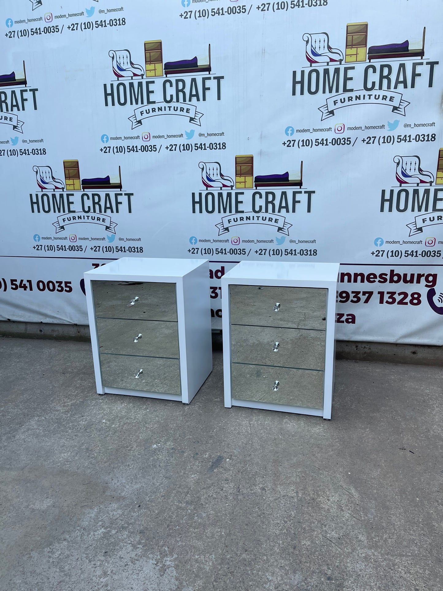 Rose - 3 Drawer Pedestals x 2 With Mirror Faces