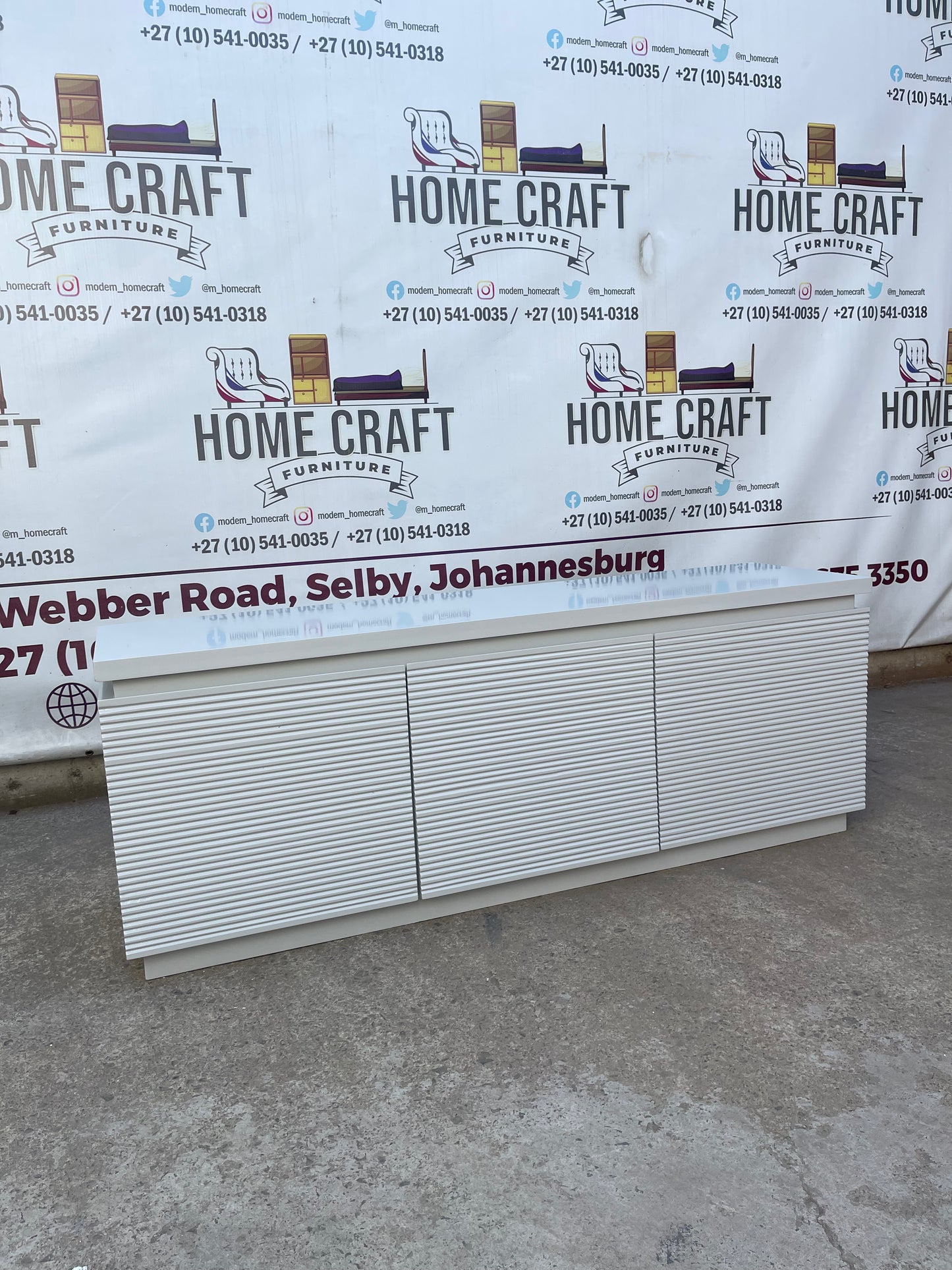 Hazel 3 Drawer Tv Stand With Horizontal Lines Design