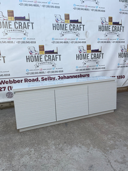 Hazel 3 Drawer Tv Stand With Horizontal Lines Design