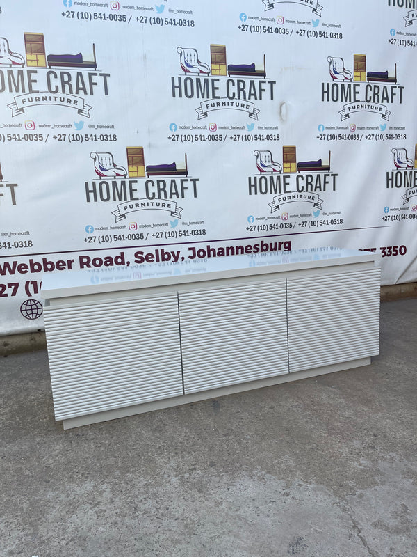 Hazel 3 Drawer Tv Stand With Horizontal Lines Design