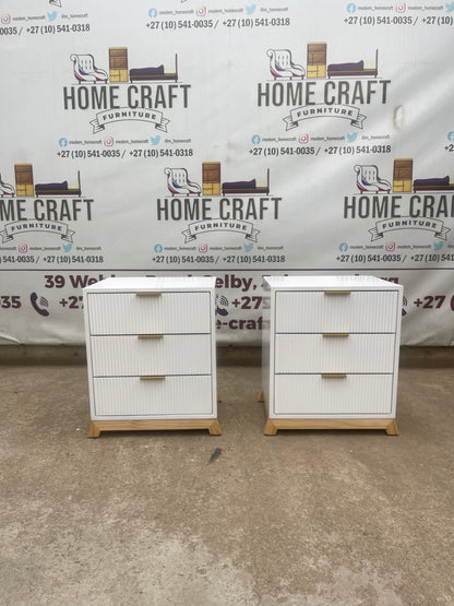 3 Drawer Pedestals With Flat Handles,  Lines Design & Pine Legs