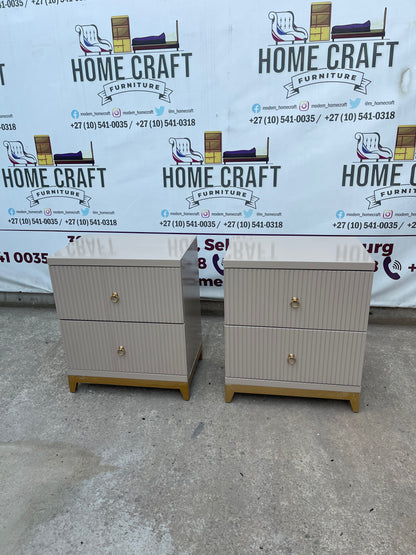 2 Drawer Pedestals With Lines & Pine Legs