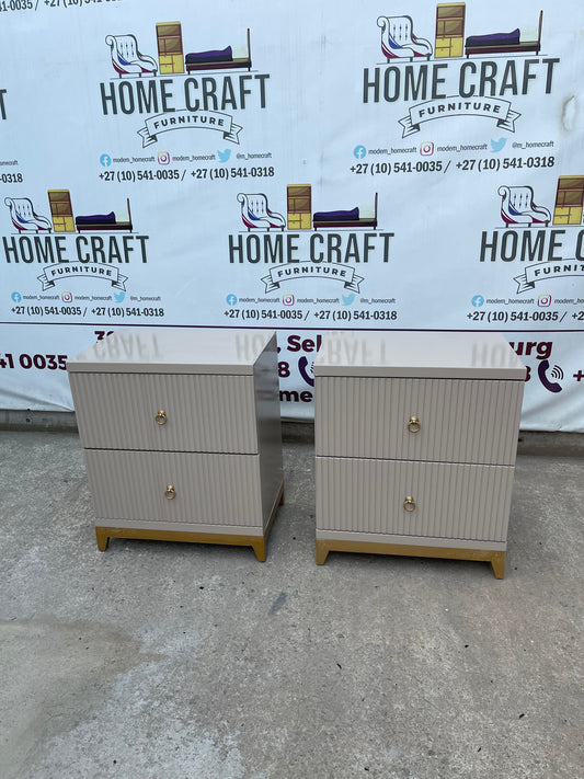 2 Drawer Pedestals With Lines & Pine Legs