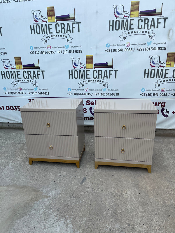 2 Drawer Pedestals With Lines & Pine Legs