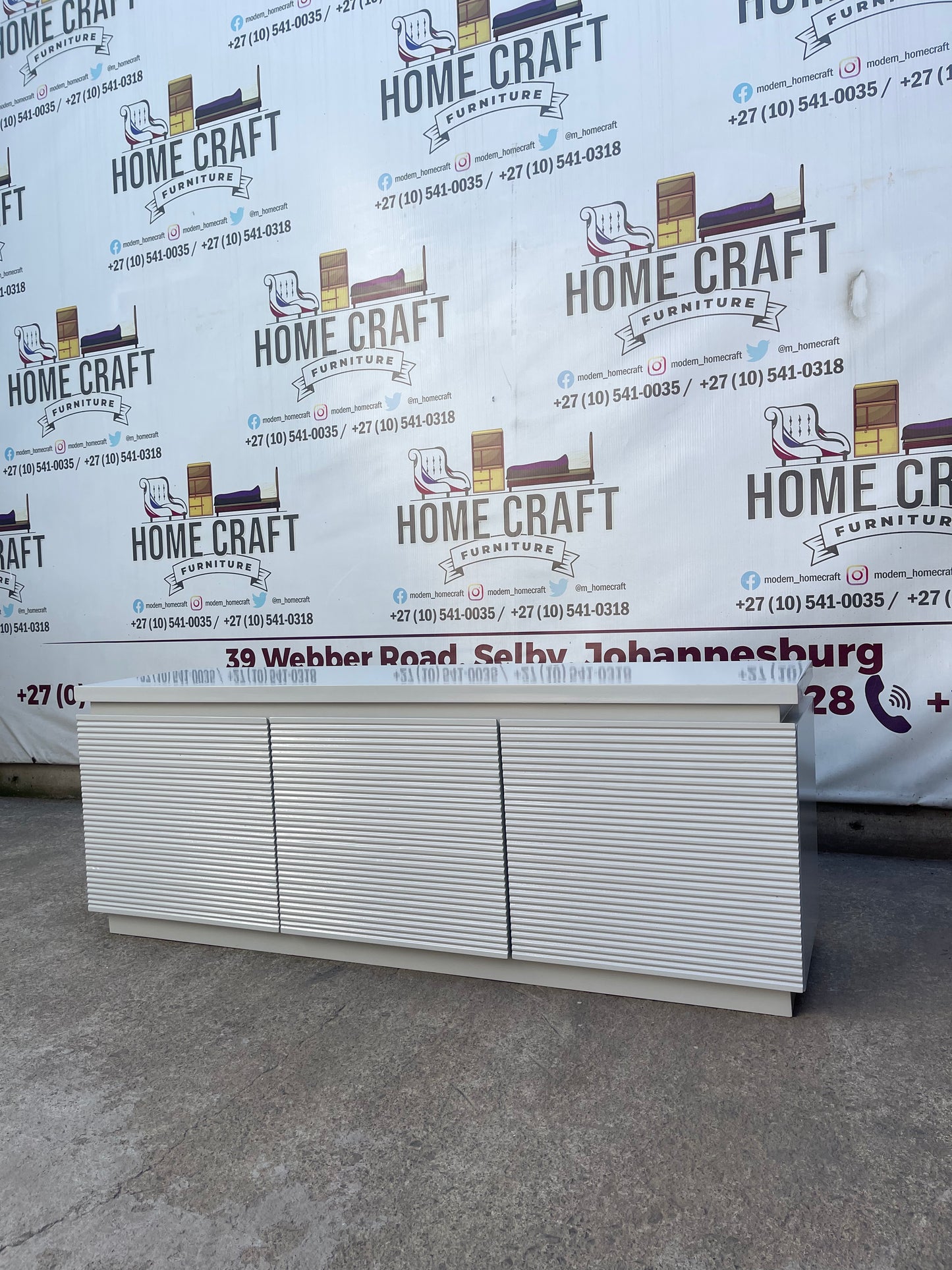 Hazel 3 Drawer Tv Stand With Horizontal Lines Design