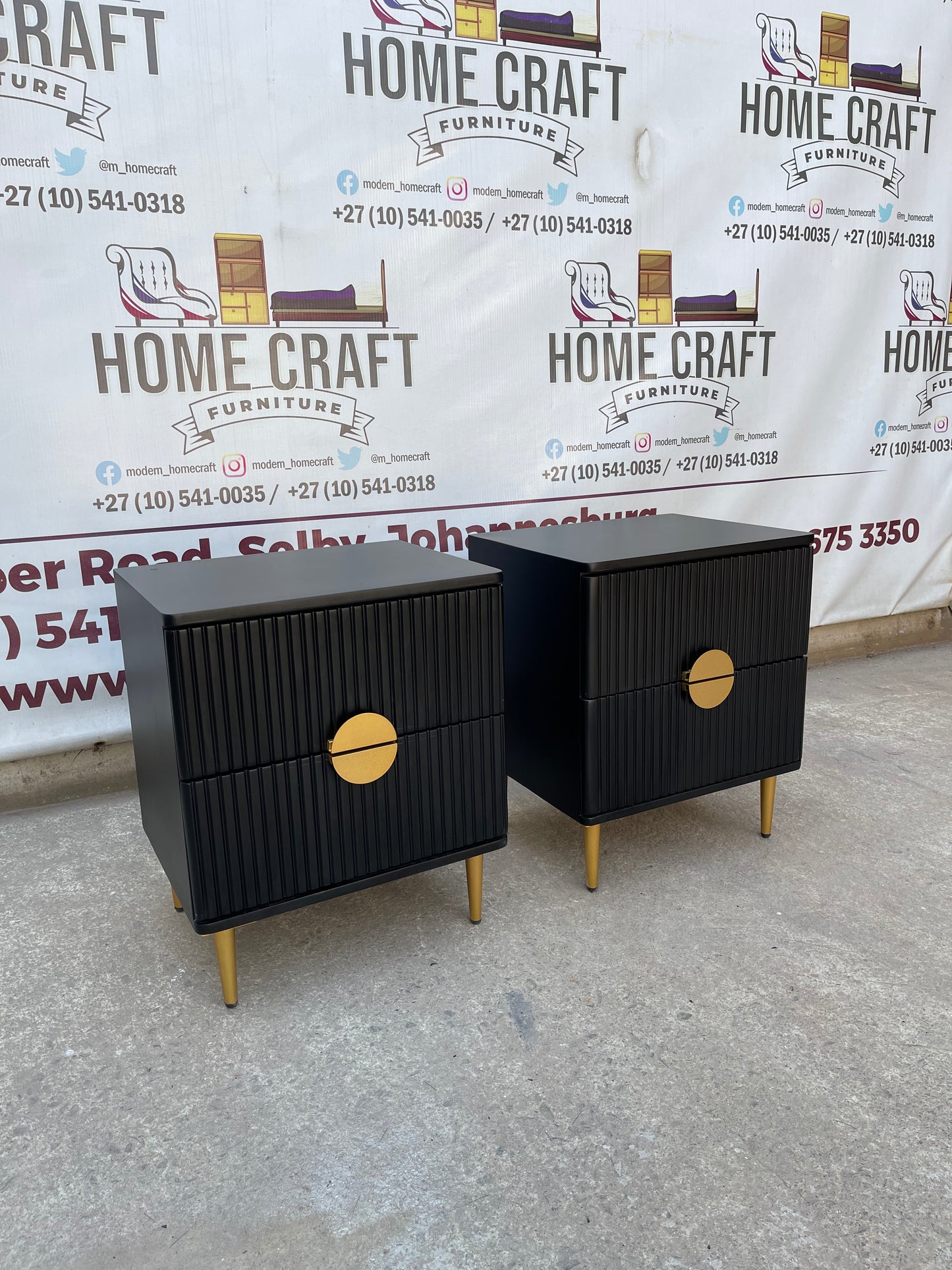 2 Drawer Pedestals With Moon Handles